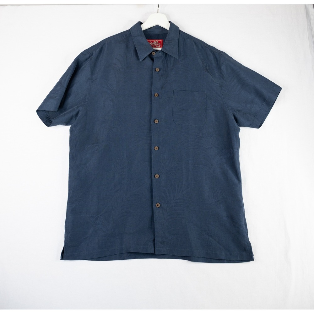 Woody's Retro Lounge Shirt Mens XL Navy Blue Excellent Tropical Modal Blend